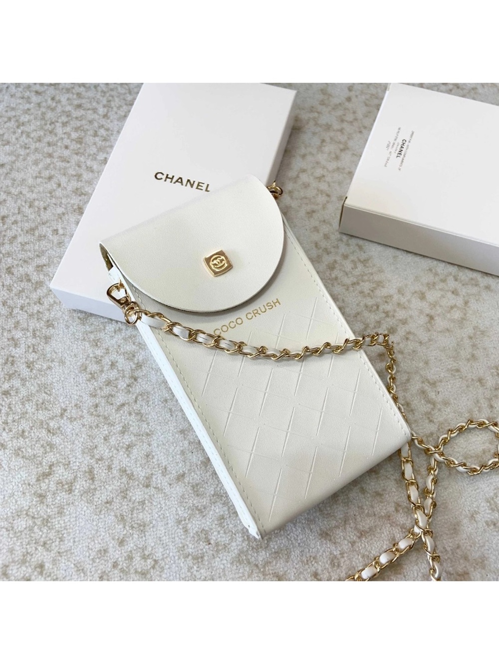 GWP Coco Crush White Leather Crossbody Phone Bag